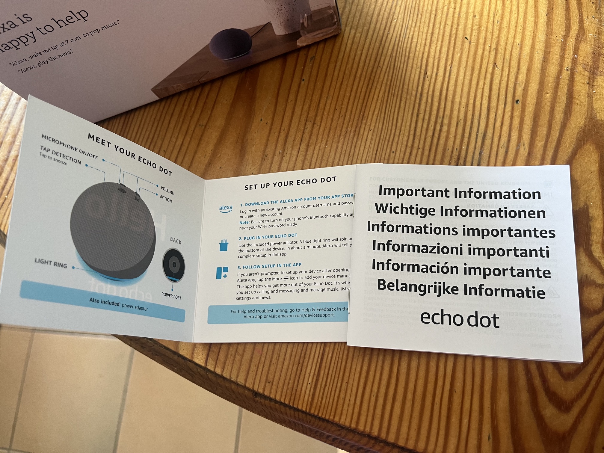 Instructions for the Echo Dot.