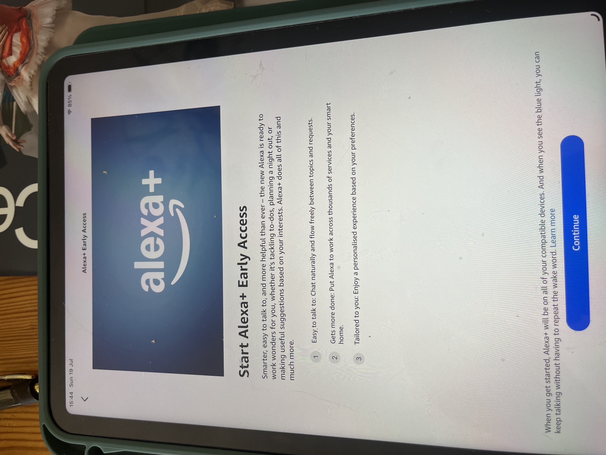Setting up the Echo Dot via an iPad.